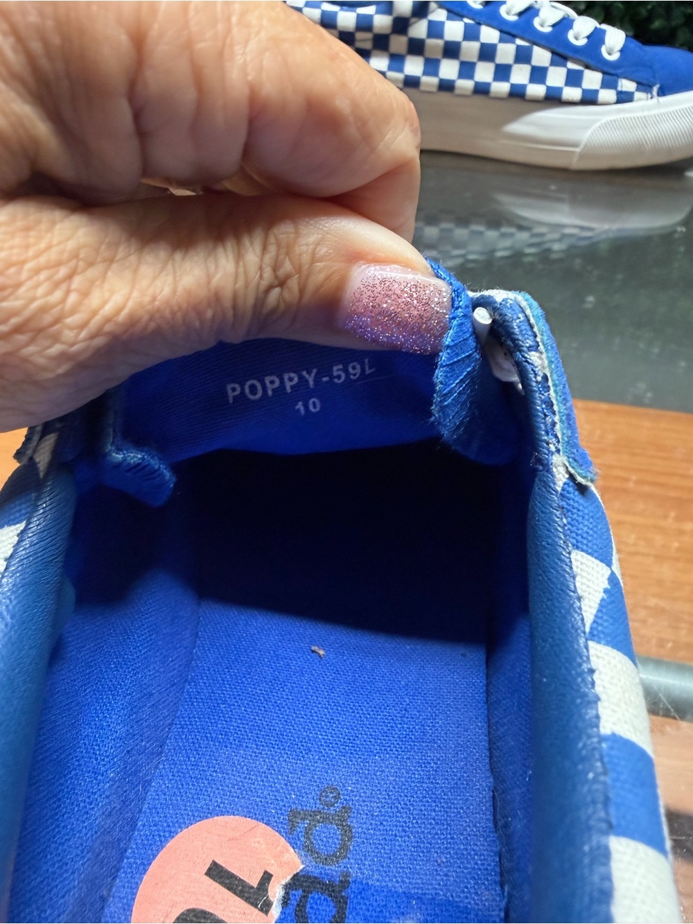 Mudd Blue White Checkerboard Low-Top Sneakers - Picture 10 of 10